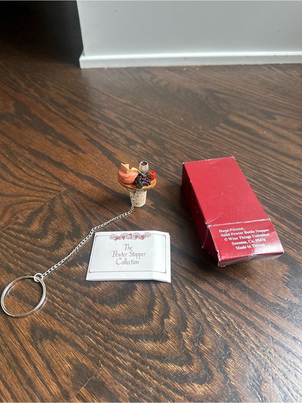 Wine Things Unlimited hand-painted, solid pewter bottle stopper